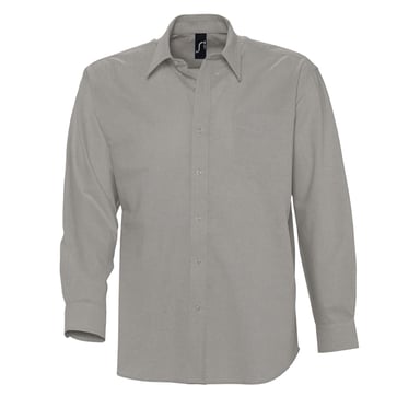 SOLS Mens Oxford Long-Sleeved Shirt (Silver)