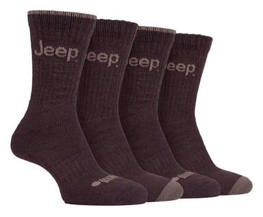Jeep - 4-pack anti-blaar luxe laarzensokken voor heren - Bruin / Aarde