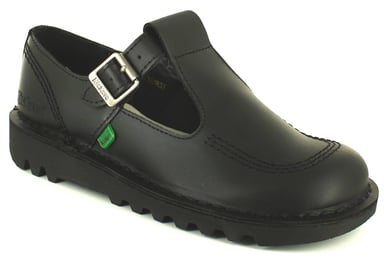Kickers aztec oudere meisjes leren schoolschoenen zwart