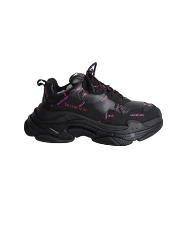 Balenciaga Triple S Allover Logo Sneakers in Black Polyurethane