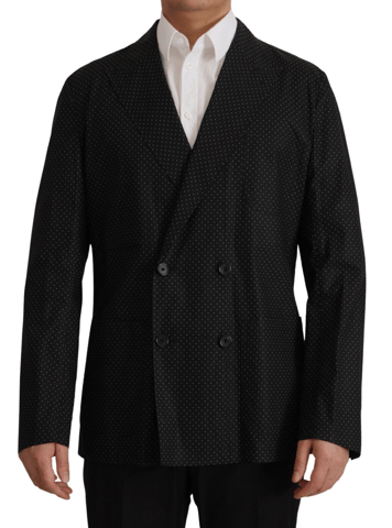 Dolce & Gabbana Svart Prickig Bomullsblazer Herrjacka