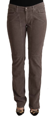 Jeckerson Women's Brown Cotton Low Waist Iconic Patches Leg Denim Jeans