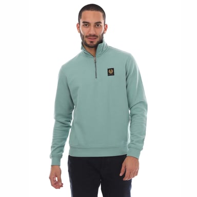 Men's Belstaff Cotton Fleece Quarter Zip Sweatshirt in Blue