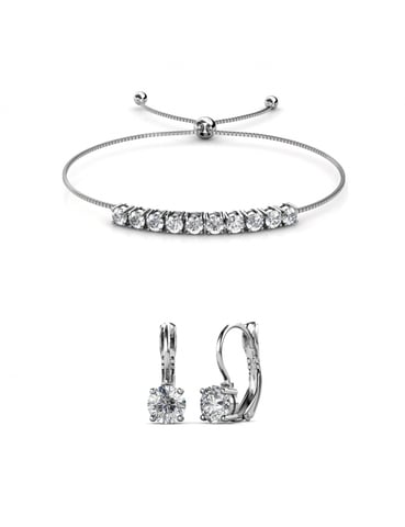 Round Crystal Mia set - Silver and Crystal