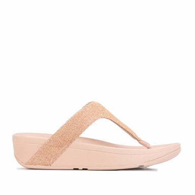 Women's Fit Flop Lottie Glitzy Toe Thong Sandals in Rose Gold