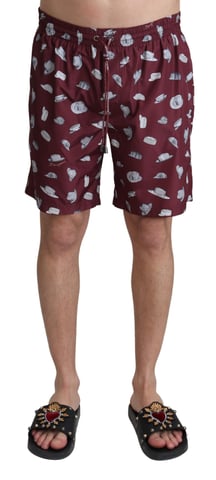 Dolce & Gabbana Herrar Flerfärgad Hattar Print Strandbyxor Badkläder