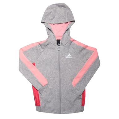 Girl's adidas Infant Athletics Club Zip Hoody in Grey pink