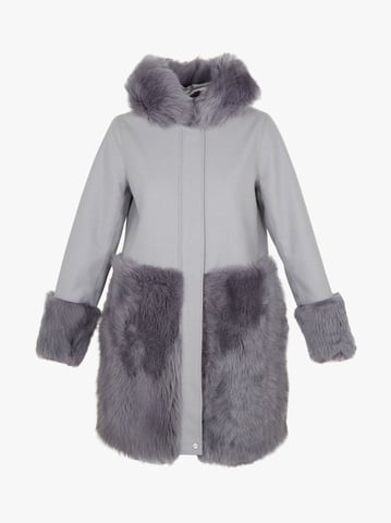 Ted Baker Zaraah Shearling Detail Parka Coat in Grey