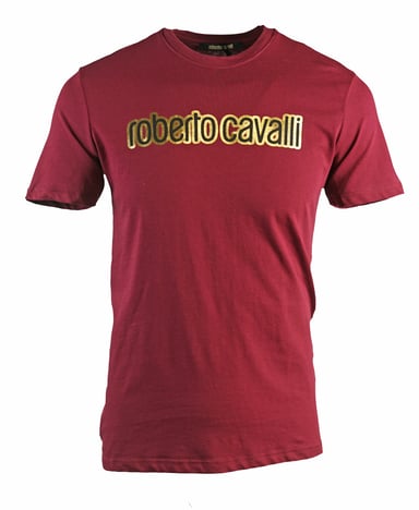 Roberto Cavalli Brand Logo Burgundy T-Shirt