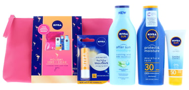 2 x Nivea Sun Holiday Here I Come - 200ml SPF30 After Sun, Lip Balm, UV Face