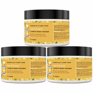 Love Beauty & Planet Hope and Repair Coconut Oil & Ylang Ylang 2 Minute Magic Masque 300ml (Pack of 3)