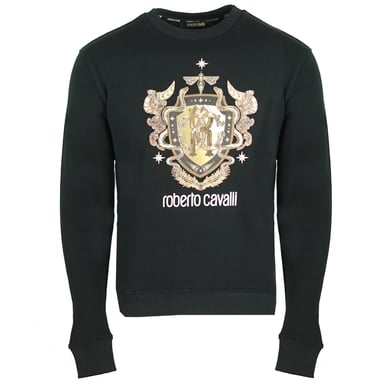 Roberto Cavalli RC Gold Shield Logo Black Jumper