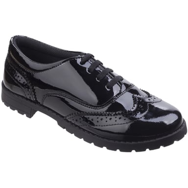 Hush Puppies Girls Eadie Junior Brogue Patent School Shoes