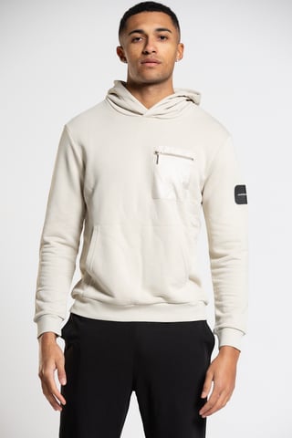 Stone 'Ansdell' Cotton Blend Hoodie with Nylon Pocket Detail