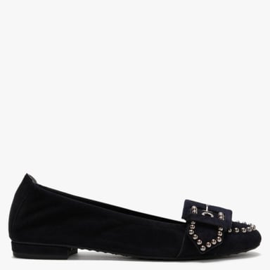 Kennel & Schmenger Malu Suede Studded Buckle Ballet Pumps