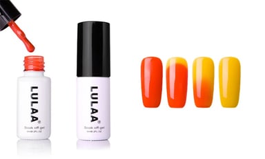 Lulaa Temperature Colour Changing Nail Varnish UV Soak Off Nail Gel Polish 6ml, Orange/Yellow