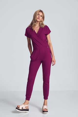 Fuchsia Jumpsuit with Wrap Neckline