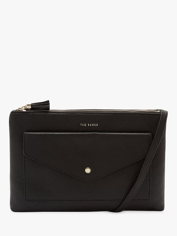Ted Baker Marllie Tassel Leather Large Cross Body Bag in Black