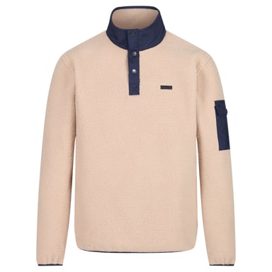 Regatta Mens Cormac Heavyweight Button Neck Fleece Sweater (Oat/Navy)