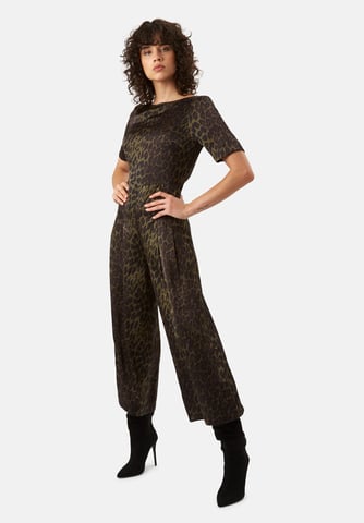 Leopard Print Satin Bianca Jumpsuit in Green