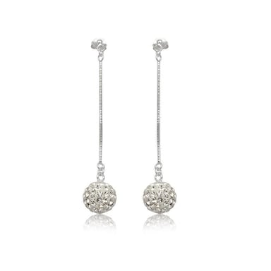 White Crystal dangling Earrings and 925 Silver