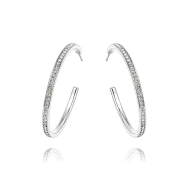 Swarovski - White Swarovski Crystal Elements Hoop Earrings
