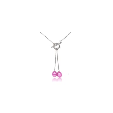 Double Pink Freshwater Pearl Necklace and Silver Mounting
