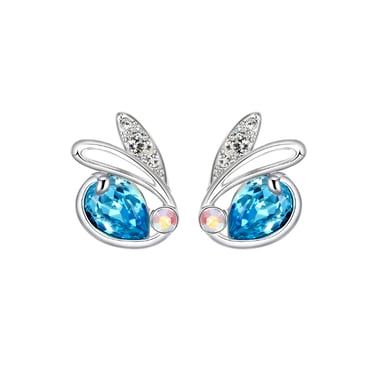Swarovski - Blue Swarovski Crystal Elements Rabbit Earrings and Rhodium Plated