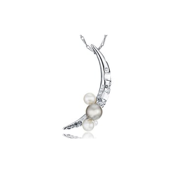 Swarovski - Pearls, White Swarovski Elements Crystal Moon Pendant