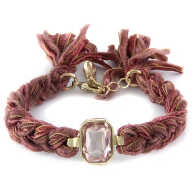 Ettika - Brown Ribbons and Crystal Yellow Gold Plated Bracelet