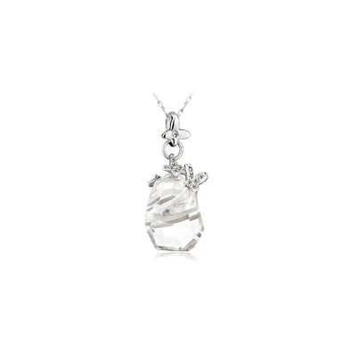 Swarovski - White Swarovski Crystal Elements and Rhodium Plated Butterfly Pendant