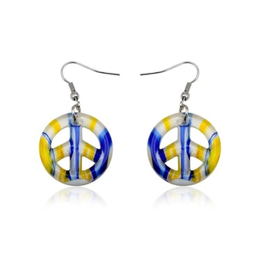 Earrings Peace Yellow Murano Glass