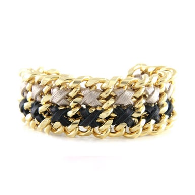 Ettika - Black and Silver Ribbons and Yellow Gold Bracelet