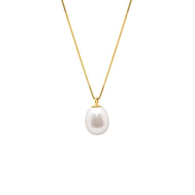 White Freshwater Pearl Necklace and Yellow Gold 375/1000