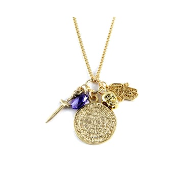 Ettika - Geelgouden choker met koninklijke bedels en kristal