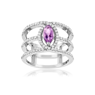 Swarovski - 85 White and Purple Swarovski Crystal Zirconia and 925 Silver