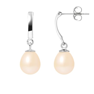 Pink Freshwater Pearls Dangling Earrings and white gold 375/1000
