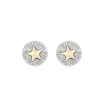 Swarovski - White Gold Plated Star Earrings with White Swarovski Element Crystal