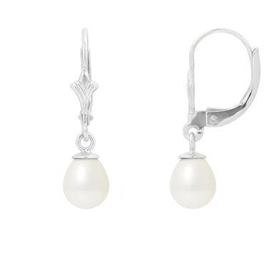 White Freshwater Pearls Dangling Earrings and 925 Silver