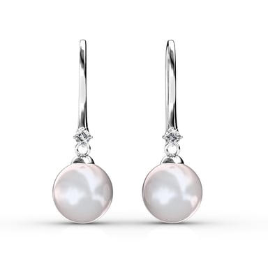 Swarovski - White Swarovski Elements Crystal and Pearl Dangling Earrings