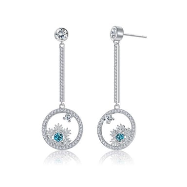 Swarovski - Drop Earrings Women's Snowflake Crystal Swarovski White And Blue