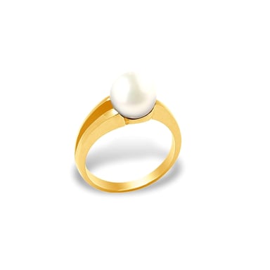 375/1000 geelgouden ring met witte zoetwaterparel