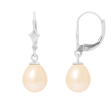 Pink Freshwater Pearls Dangling Earrings and white gold 375/1000