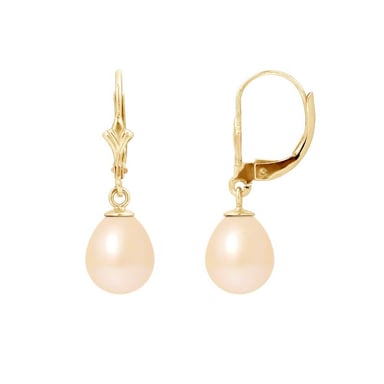 Pink Freshwater Pearls Dangling Earrings and yellow gold 750/1000