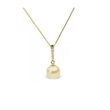 Gold Freshwater Pearl and Diamonds Pendant and Yellow Gold 375/1000