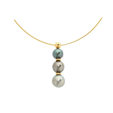 3 Tahitian Pearls Cable Necklace and Yellow Gold 750/1000