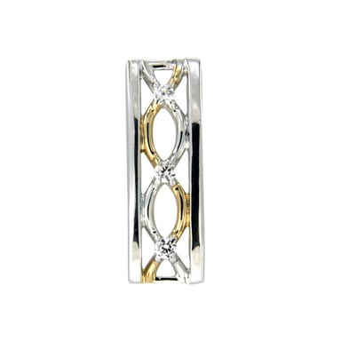 Swarovski - White Swarovski Crystal Elements and 925 Silver and Gold Rectangle Pendant