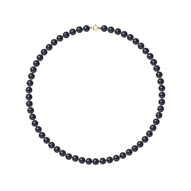 AA Black Freshwater Pearl Women Necklace and 750/1000 Yellow Gold Clasp