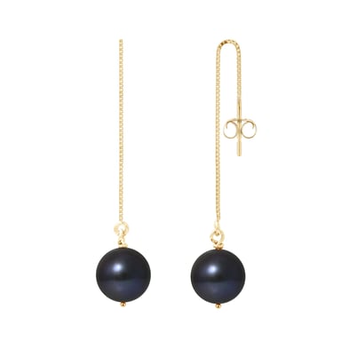 Black Freshwater Pearls Dangling Earrings and yellow gold 750/1000