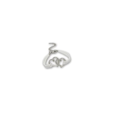White Double Heart Suedin Bracelet and Rhodium plated
